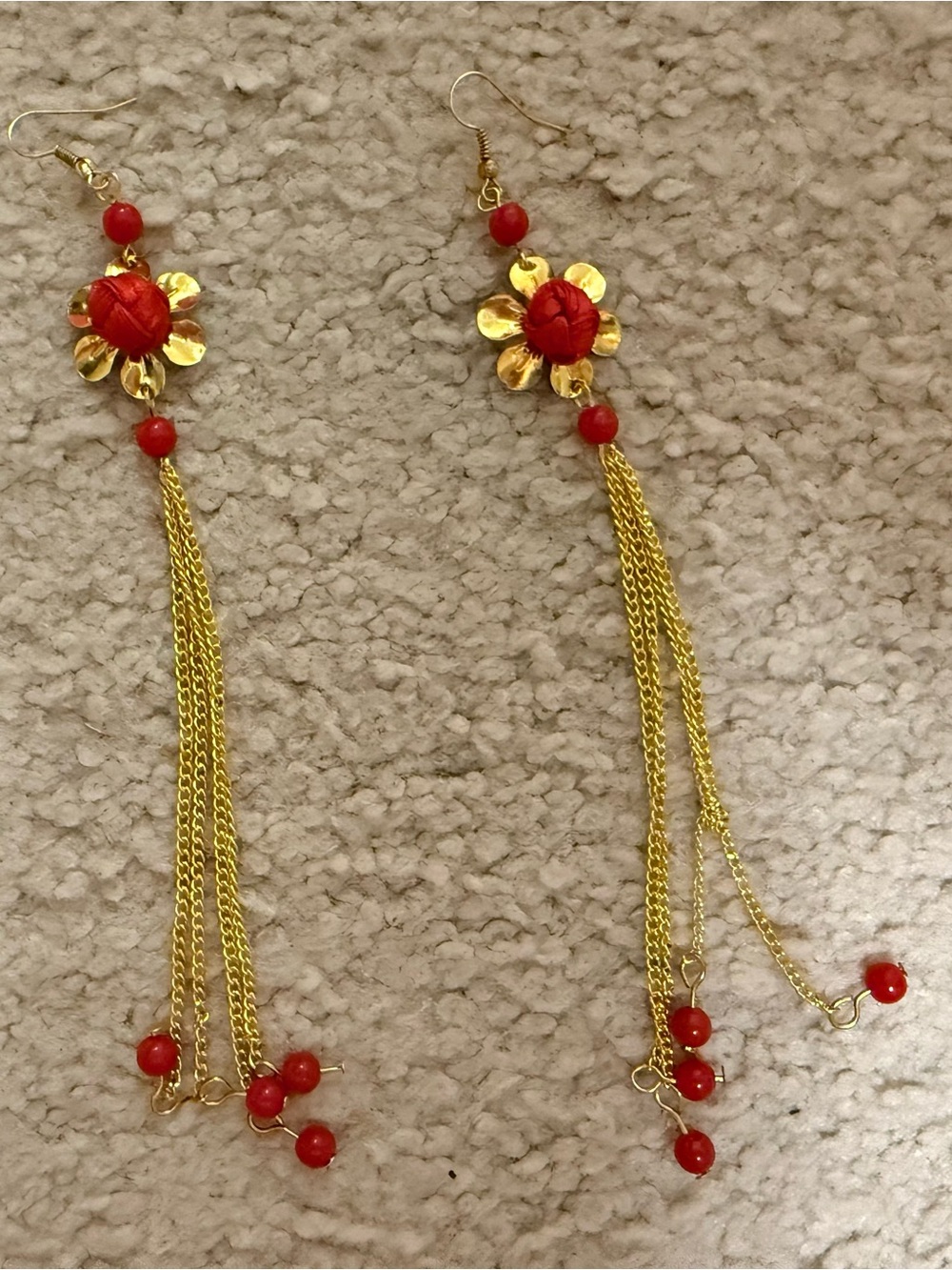 Ornate Gold & Red Bridal Hairpiece - Picture 7 of 8